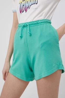 Billabong szorty damskie kolor zielony gładkie high waist