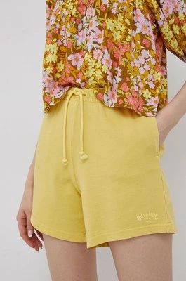 Billabong szorty damskie kolor żółty gładkie high waist