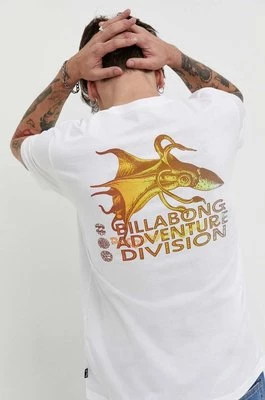 Billabong t-shirt bawełniany BILLABONG X ADVENTURE DIVISION męski kolor biały z nadrukiem EBYZT00176