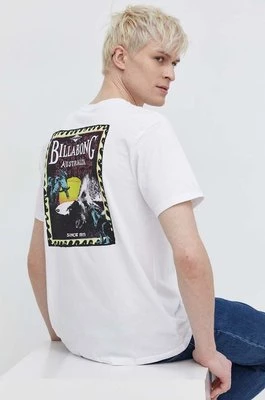 Billabong t-shirt bawełniany męski kolor biały z nadrukiem EBYZT00170