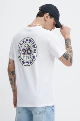 Billabong t-shirt bawełniany męski kolor biały z nadrukiem ABYZT02264