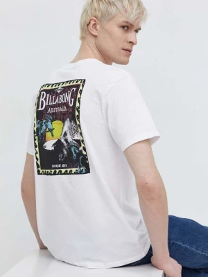 Billabong t-shirt bawełniany męski kolor biały z nadrukiem EBYZT00170