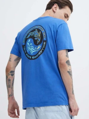 Billabong t-shirt bawełniany męski kolor niebieski z nadrukiem ABYZT02279