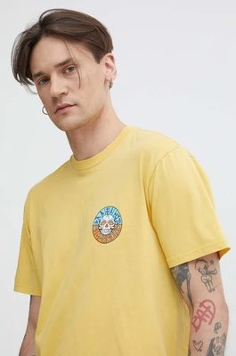 Billabong t-shirt bawełniany męski kolor żółty z nadrukiem ABYZT02233