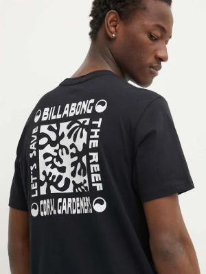 Billabong t-shirt bawełniany x Coral Gardeners męski kolor czarny z nadrukiem ABYZT02341