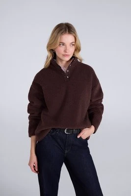 Billie Boucle Popper damska bluza polarowa - Brown Animal