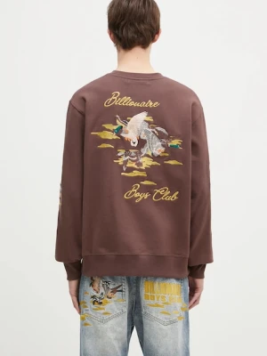 Billionaire Boys Club bluza bawełniana Duck Embroidered Crewneck męska kolor brązowy z aplikacją B24441