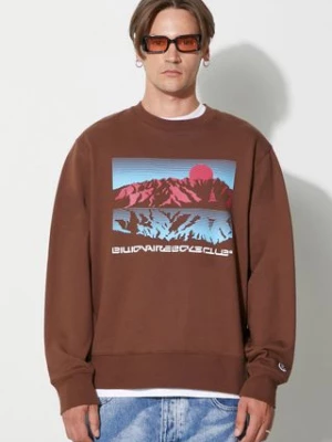 Billionaire Boys Club bluza bawełniana MOUNTAINSCAPE CREWNECK męska kolor brązowy z nadrukiem B23337