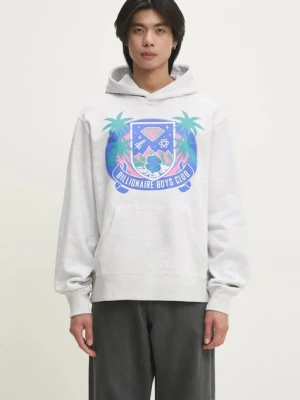 Billionaire Boys Club bluza bawełniana Tropical Crest Popover Hood męska kolor szary z kapturem z nadrukiem B24447