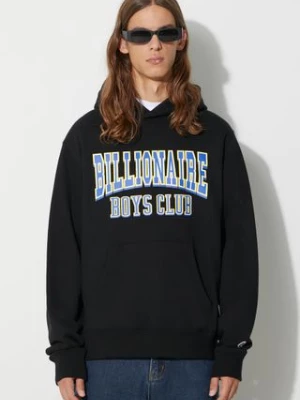 Billionaire Boys Club bluza bawełniana VARSITY LOGO POPOVER HOOD męska kolor czarny z kapturem z nadrukiem B23328