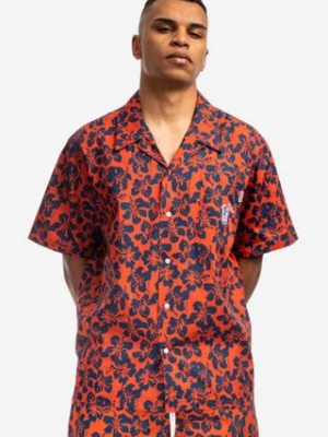 Billionaire Boys Club koszula bawełniana Hibiscus Camo S/S Bowling Shirt męska kolor czerwony regular z kołnierzykiem klasycznym B22216-RED