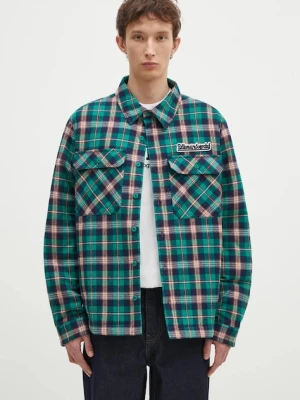 Billionaire Boys Club kurtka koszulowa Padded Check Overshirt kolor zielony przejściowa oversize B24430