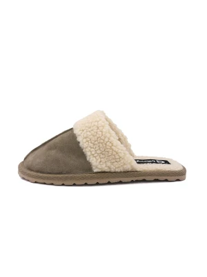 billowy Skórzane kapcie w kolorze khaki rozmiar: 34