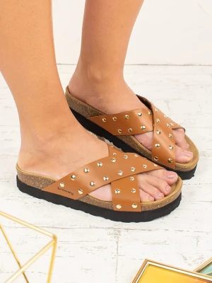 billowy Skórzane klapki w kolorze jasnobrązowym rozmiar: 39