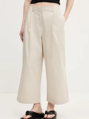 Bimba Y Lola spodnie damskie kolor beżowy fason culottes high waist 251BR6002.10001