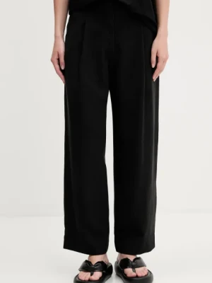 Bimba Y Lola spodnie z domieszką lnu damskie kolor czarny proste high waist 251BR6009.10000