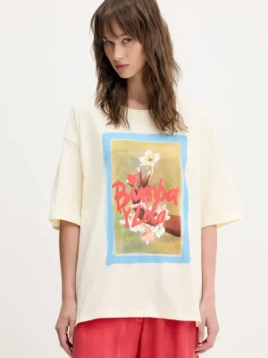 Bimba Y Lola t-shirt bawełniany damski kolor beżowy 251BR7402.10100