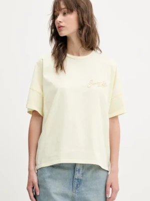 Bimba Y Lola t-shirt bawełniany damski kolor żółty 251BR7418.10100