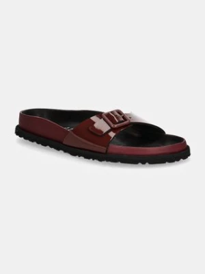 Birkenstock 1774 klapki skórzane Madrid Shiny Patent Leather damskie kolor bordowy 1028659