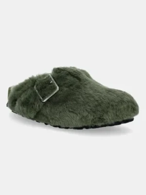 Birkenstock 1774 klapki wełniane Boston BB Shearling damskie kolor zielony 1029943