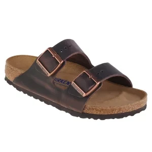 Birkenstock Arizona FL WB Habana 452761, Damskie, Brązowe, klapki, Skóra olejowana, rozmiar: 36