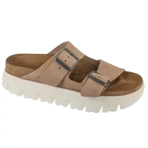 Birkenstock Arizona Papillio Chunky LEVE 1024950, Damskie, Beżowe, klapki, skóra welurowa, rozmiar: 35
