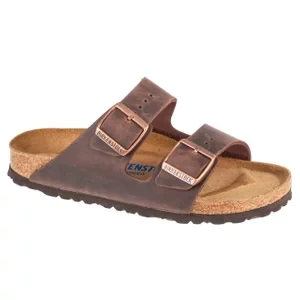 Birkenstock Arizona SFB LEOI 452763, Damskie, Brązowe, klapki, Skóra olejowana, rozmiar: 36