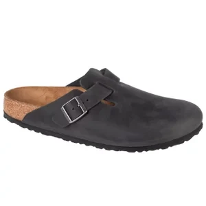 Birkenstock Boston LEOI 59463, Unisex, Czarne, klapki, nubuk, rozmiar: 38