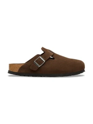 Birkenstock Boston SFB LEVE klapki na płaskim obcasie zamszowe