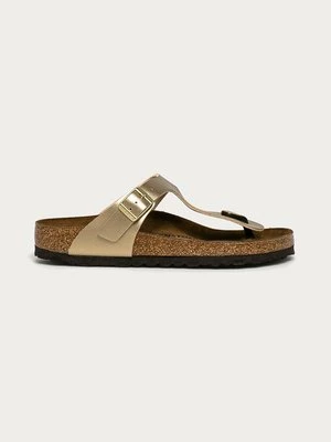 Birkenstock japonki Gizeh damskie kolor złoty na płaskim obcasie 1016108