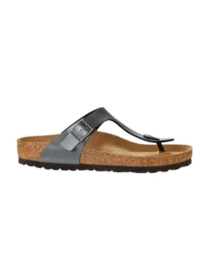 Birkenstock japonki Gizeh Metallic damskie kolor czarny na płaskim obcasie 1021428