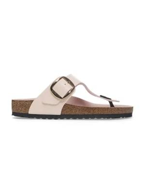 Birkenstock japonki skórzane Gizeh Big Buckle damskie kolor różowy 1029484