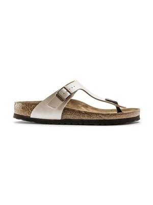 Birkenstock japonki skórzane Gizeh damskie kolor beżowy na płaskim obcasie 943873