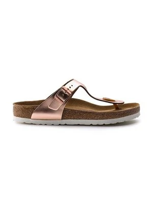 Birkenstock japonki skórzane Gizeh damskie kolor różowy na płaskim obcasie 1005048