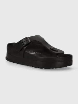 Birkenstock japonki skórzane Gizeh Flex Platform damskie kolor czarny na platformie 1026874