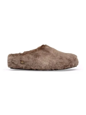 Birkenstock kapcie damskie Amsterdam Wrapped Shearling beżowy