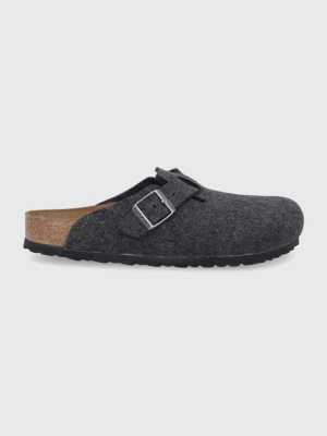 Birkenstock kapcie wełniane Boston szary