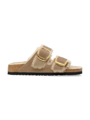 Birkenstock kapcie zamszowe Arizona Big Buckle Shearling kolor beżowy 1030384