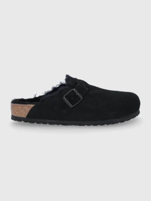 Birkenstock kapcie zamszowe Boston czarny