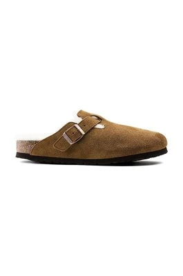 Birkenstock kapcie zamszowe Boston kolor brązowy 1001141