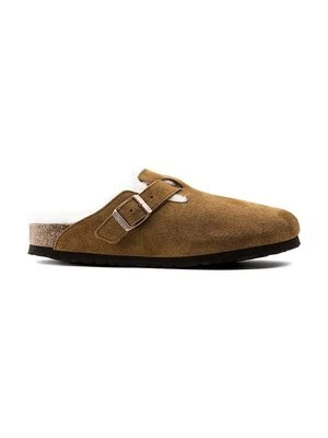 Birkenstock kapcie zamszowe Boston kolor brązowy 1001141