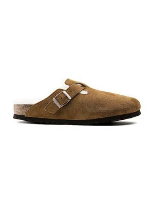 Birkenstock kapcie zamszowe Boston kolor brązowy 1001141