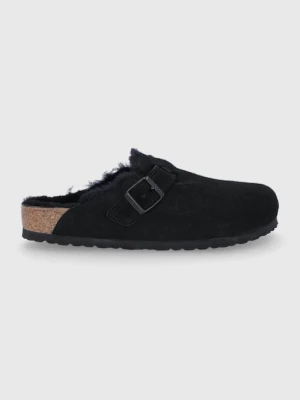 Birkenstock kapcie zamszowe Boston kolor czarny 259881