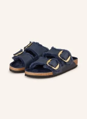 Birkenstock Klapki Arizona Big Buckle Shearling blau