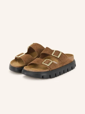 Birkenstock Klapki Arizona Platform Suede Leather braun