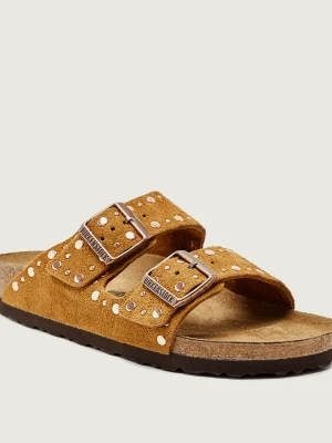 Birkenstock Klapki Arizona Rivet LEVE | zamsz | narrow fit camel