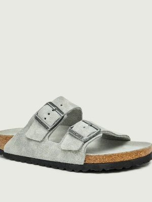 Birkenstock Klapki Arizona | zamsz | narrow fit soft footbed szary