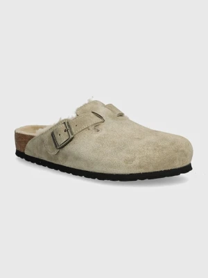 Birkenstock klapki Boston Shearling męskie kolor beżowy 1028289