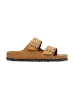Birkenstock klapki damskie nubukowe Arizona brązowy