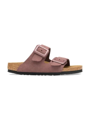 Birkenstock klapki damskie zamszowe Arizona Suede Cushion Buckle różowy